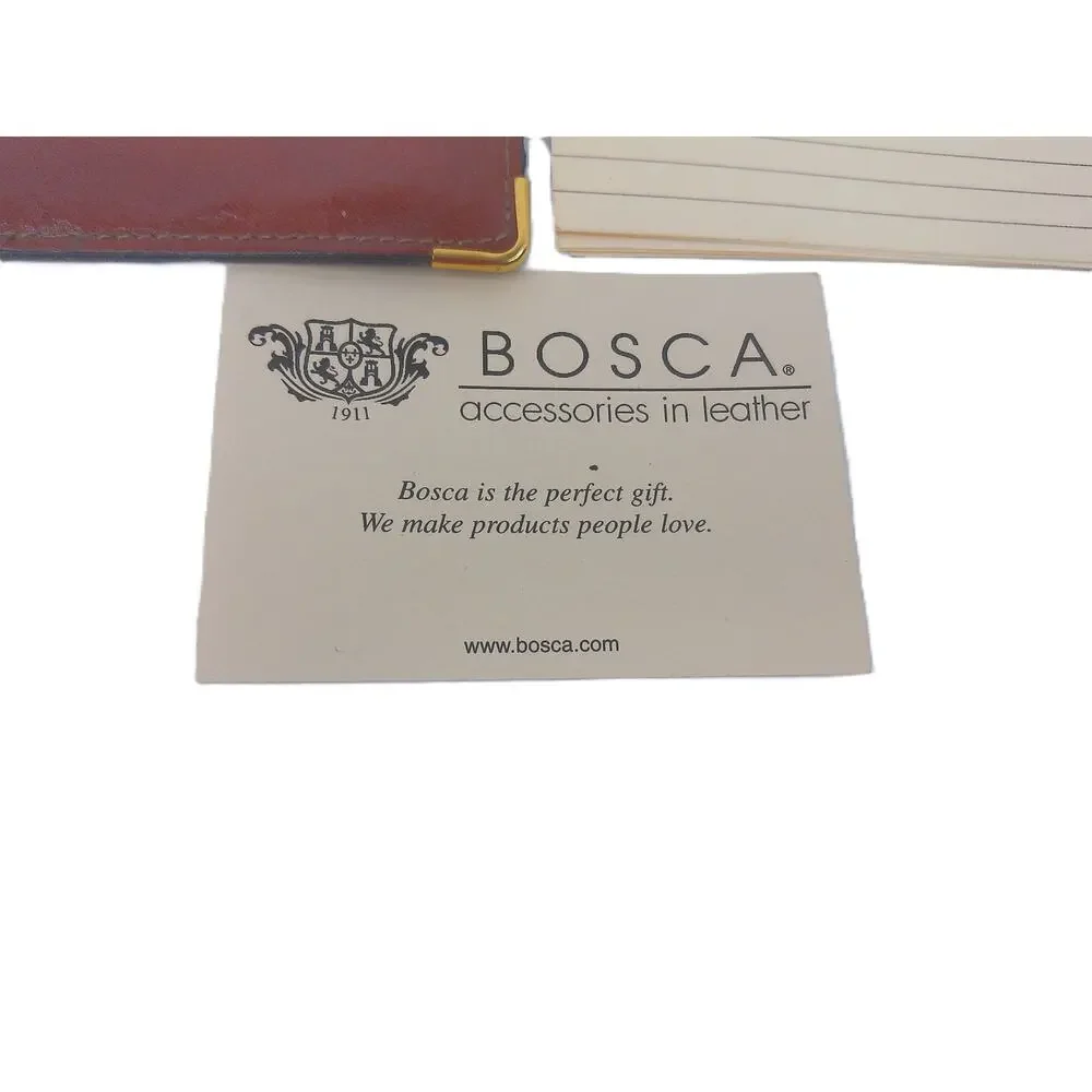 Bosca Handstained Old Leather Pocket Memo Pad Holder & Note Case